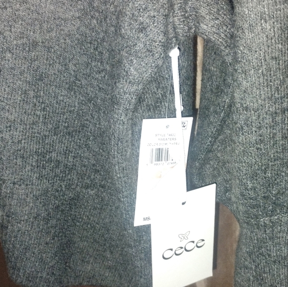 CeCe Bow Accent Sweater Women’s  Crew Neck Gray Stretchy Pullover SZ 2X NWT - Picture 3 of 5